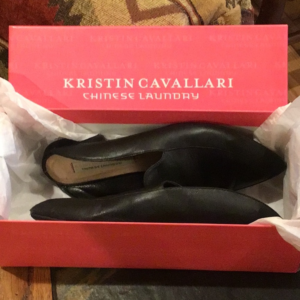Kristin Cavallari Black Leather Mules